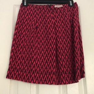 LOFT Pink/Burgundy Chevron Skirt